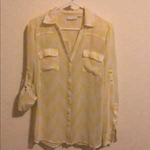 Long sleeved, sheer chevron shirt